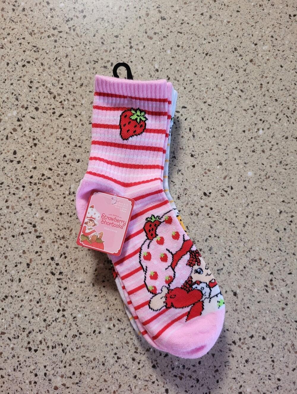 3-Pk Strawberry Shortcake Orange Blossom Mid Crew Socks Women Shoe Size 4-10